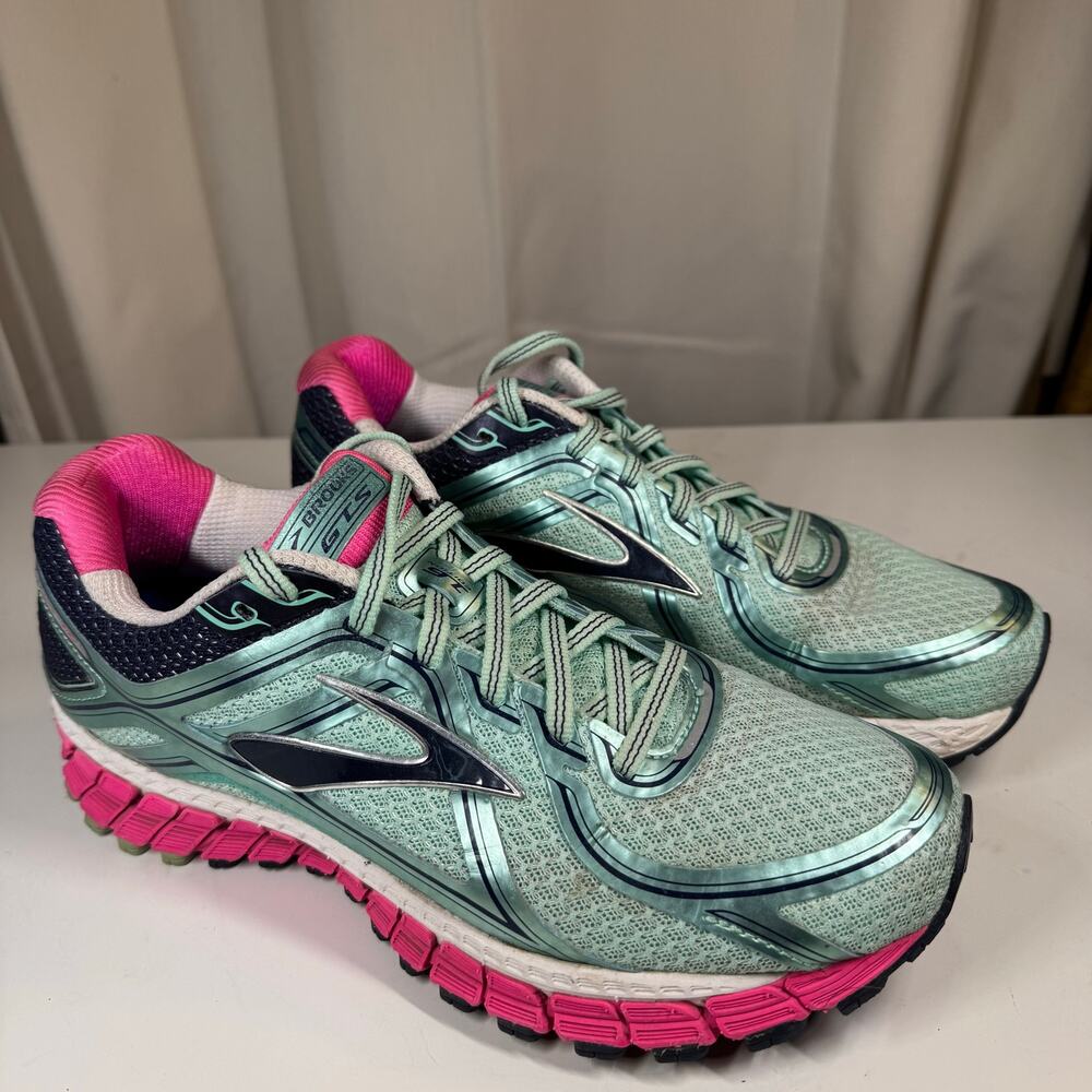 Brooks GTS Women's Mint Green and Pink Running Sneakers Walking